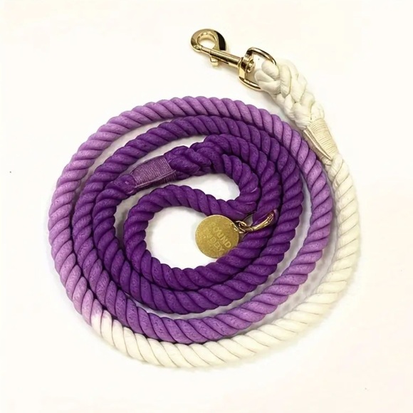 FOUND BUDDY ❤️‍🔥 NWT PURPLE OR BLUE AND GREEN ROPE LEASH WITH GOLD HARDWARE - Picture 1 of 5